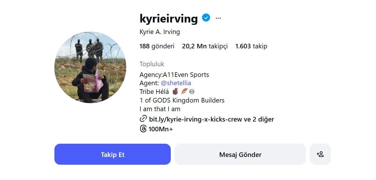 Kyrie Irving'in sosyal medya hesabı