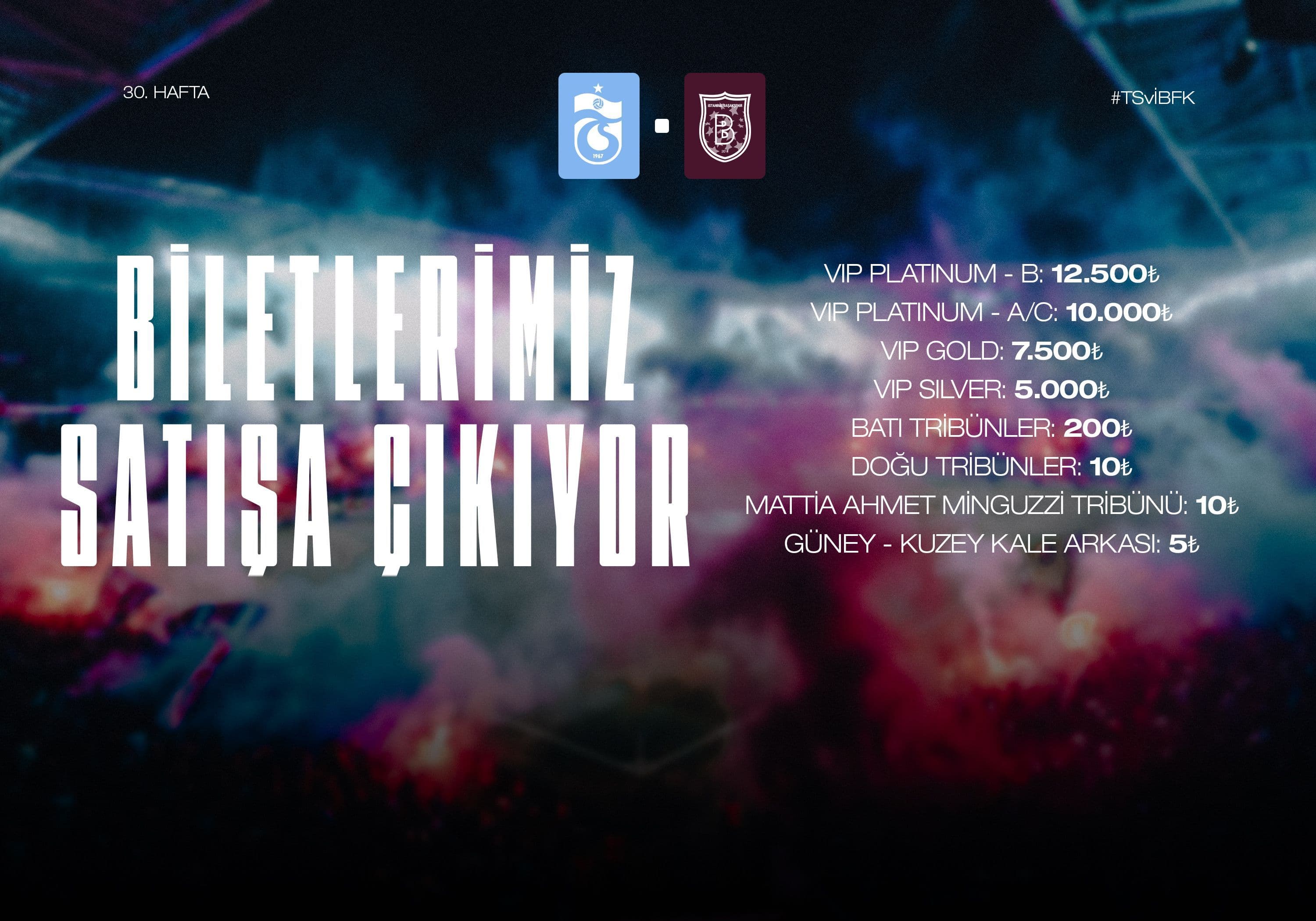 Trabzonspor-Başakşehir maçının bilet fiyatları