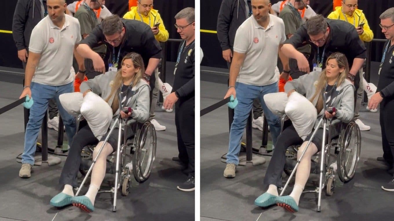 Katarina Dangubic finali izlemeye tekerlekli sandalyede geldi
