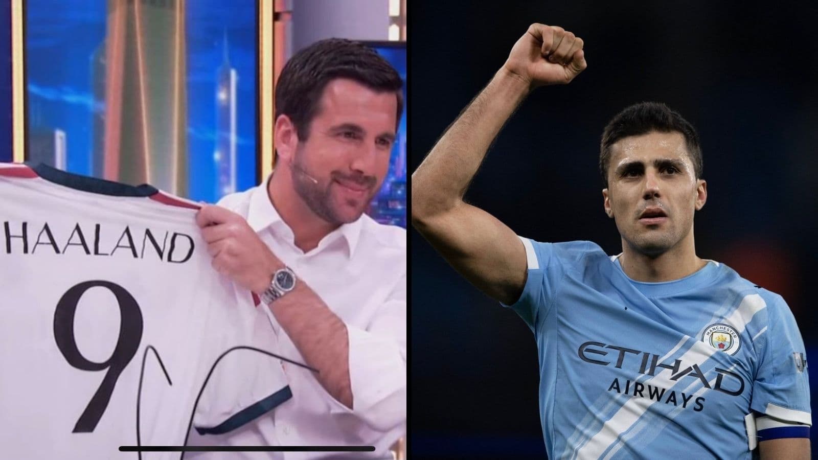 Enrique Riquelme, canlı yayında Erling Haaland'ın formasını gösterdi.