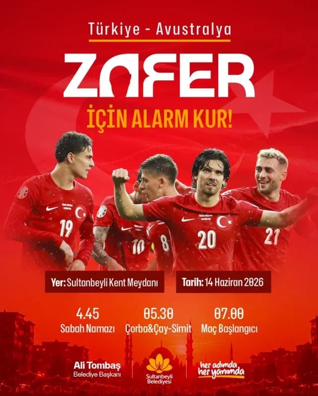Sultanbeyli Belediyesi milli maçlara özel bir program afişi