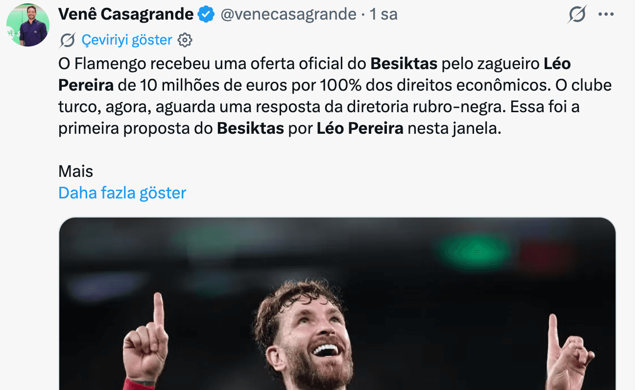 Brezilyalı gazeteci Venê Casagrande'nin paylaşımı