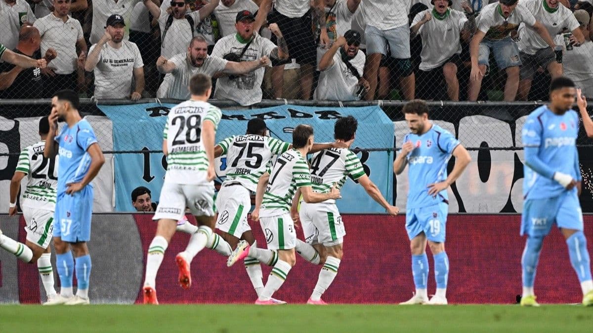 Ferencvaroslu futbolcuların gol sevinci.&nbsp;