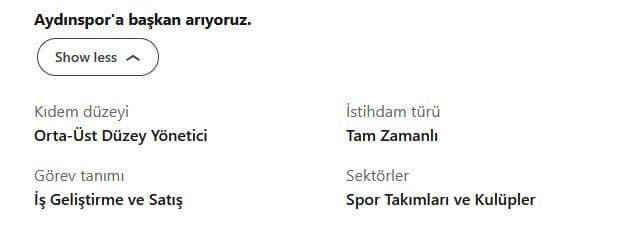 Aydınspor kulüp başkanı ilanı