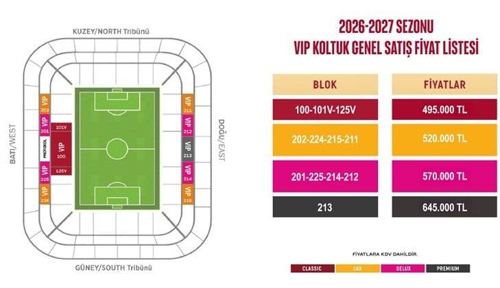 Galatasaray VIP koltuk genel satışı